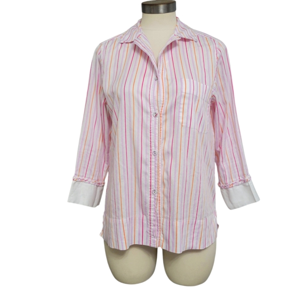 Natori Multicolor Striped Sateen Pajama Set Size XS